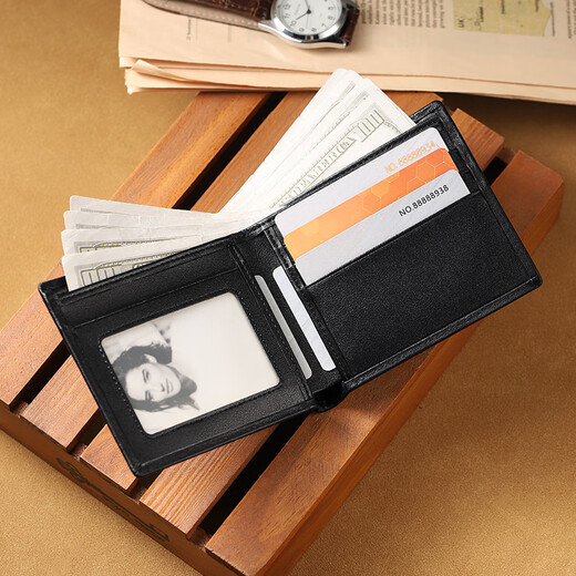
MashaLanti wallet men's short wallet large capacity genuine leather card bag change ID bag birthday gift for boyfriend husband