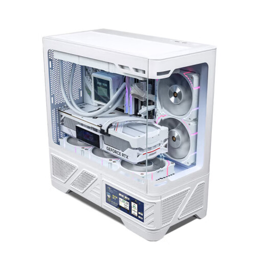 VALKYRIE VK03 LITE gaming case with display sea view room panoramic column-free touch screen ATX back plug 360 water-cooled 270 full view white game screen computer case VK03-M WHITE white 6.2-inch LCD touch screen