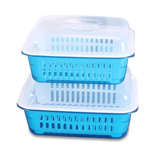 索姵其（Suopeiqi）洗水果盆欧式双层篮塑料洗菜筐 蔬菜盆厨房沥水篮 带盖果盘果篮 1502圆形中号灰色