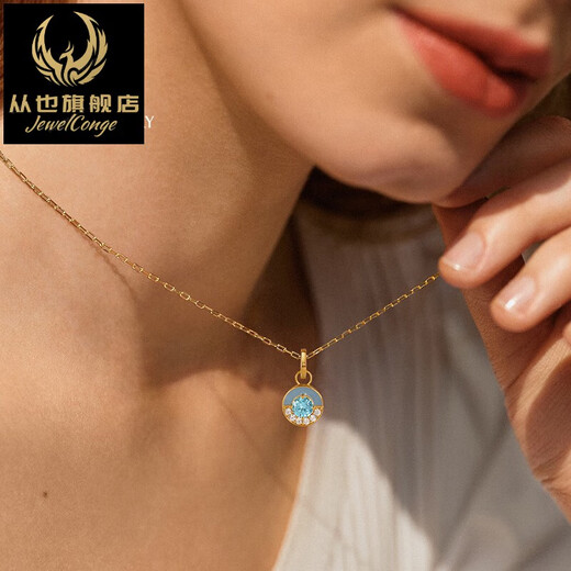 Congye Pearl Necklace Women's Pendant Light Luxury Niche High-Class Clavicle Chain 18k Gold Plated Necklace DIY Accessories Crystal Dew Drop Necklace