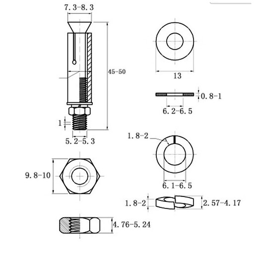 XMSJ boîte entière en gros norme nationale boulon d'expansion galvanisé vis pop-up vis d'expansion M6M8M10M12M14M16M20 crochet pop-up M12130 par boîte