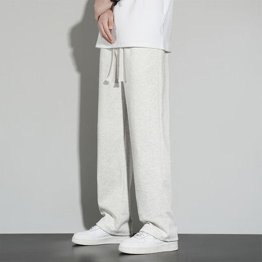 FANTA Hua cotton heavy hemming style spring and autumn men's straight casual sports trousers Hong Kong style loose Anta 660 white flower gray Hailanzhi 4XL