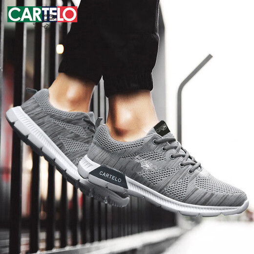 Cartelo Chaussures masculines Summer Casual Shoes Men's Trendy Chaussures en maille respirant Sneakers masculins KDL2602 Gray 42