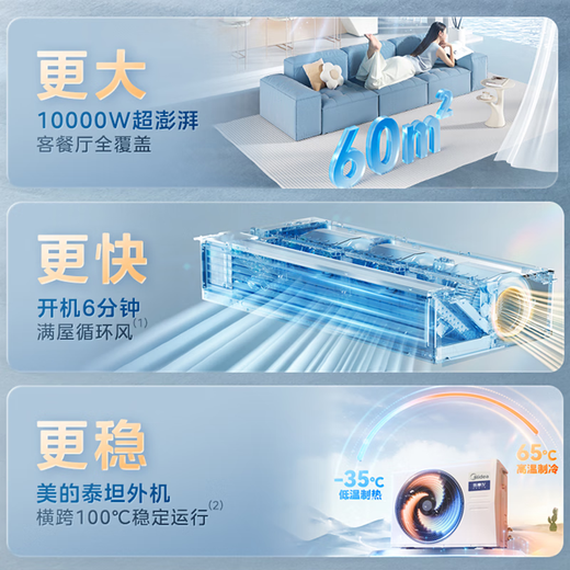 Midea Starlight flagship version duct machine 4 hp central air conditioner one-to-one living room 3 hp Lexiang 4th generation embedded first-level energy efficiency Lexiang 4th generation small 4 hp first-level energy efficiency offline hot model (38~54)