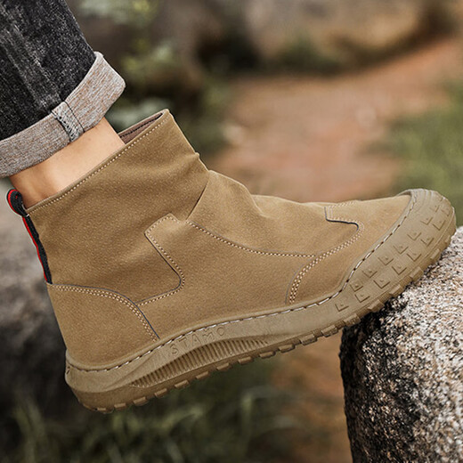 Xingchangwang Martin Boots Herren und Winter 2025 Neue Modetrend -Arbeitskleidung Freizeitschuhe Outdoor Wanderschuhe Khaki Größe 43