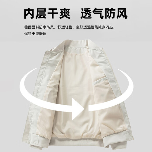 Wassup Sohot Jacket Men's Spring Autumn Pilot Jacket Men's Casual Loose Workwear Baseball Uniform Men's Black XL