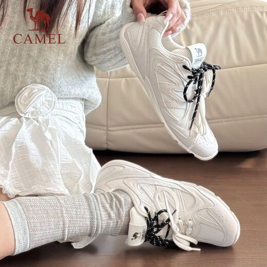 骆驼（CAMEL）薄底鞋女流年复古休闲运动耐磨德训鞋子 K25B09L7031 象牙白 38