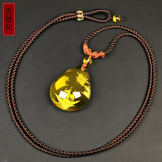 Amber School, one object, one picture, one certificate, gold amber pendant, natural amber, men's and women's necklaces, sweater necklaces, carved sailboats, beeswax pendant, 6.71g, 33*27*12mm
