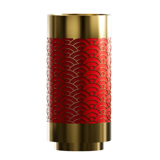 Nueva columna de acero inoxidable de estilo chino Hotel B&B Baño redondo Redonda Washbasin Washbasin Gold + Red 3883 Wave Pattern-Cilindrical Basin