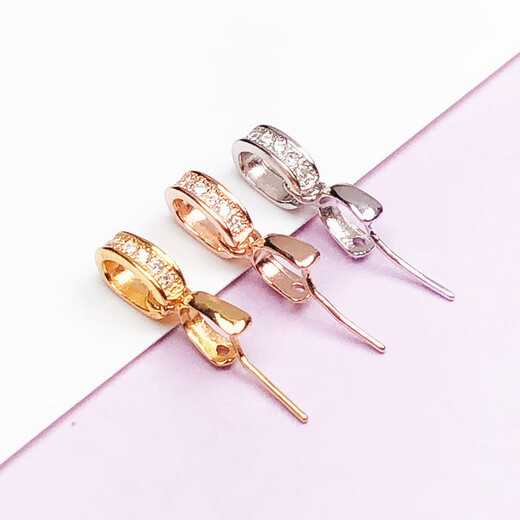 Weizi 18K gold pendant buckle head silver necklace jade pendant safety buckle jade pendant jade clip buckle silver buckle buckle accessories small white gold (silver gold plated)