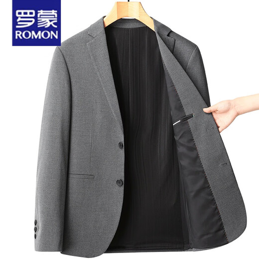 罗蒙（ROMON）高端休闲西装男外套单件春秋季新款单西小西服商务正装上衣西装男 8980款灰色 春秋款 3XL 建议165-180斤