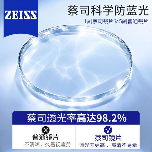 蔡司镜片 男士商务半框眼镜框 超轻纯钛眼镜架女 专业配眼镜近视V9896 黑色Z01 单镜框（带镜盒镜布）