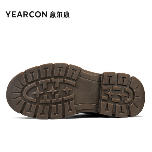 意尔康马丁靴男加绒秋冬季2024新款高帮靴子工装棉鞋休闲真皮鞋男英伦风 深棕702 40 (250mm)
