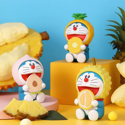 Uraban Doraemon Blind Box Fruit Dingdang Cat Cartoon Doll Cute Bureau Ornements de bureau Doll Small Gift's Small Gift [Fruit] Dorae Random Five [Blind Box]