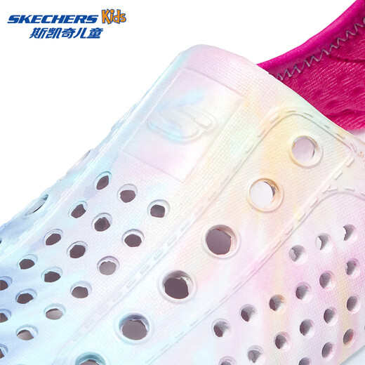Skechers Skechers Children's Shoes Girls' Croc Shoes Beach Shoes Summer One-Piece Printed Breathable Children's Sandals 302114L Rainbow Light Pink/LTPK 32
