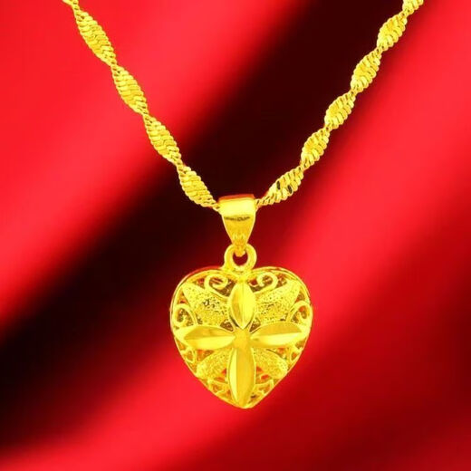 Hong Kong genuine real gold necklace for women 999 pendant 24 pure sand gold love not easy to fade rose flower love necklace 8g