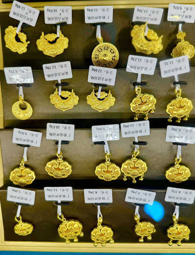 Broken Immortal Water Shell Gold 18K Gold Eight Treasures Compass Pendant Ancient Method Gourd Ping An Blessing Ruyi Pendant Couple Press Gram