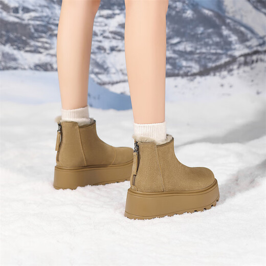 Daphne (Daphne) Botas de nieve con suela gruesa para mujeres 2024 Invierno Nuevas botas de pan tibio botas cortas botas de invierno Amarillo 38 (240 mm) Tamaño estándar