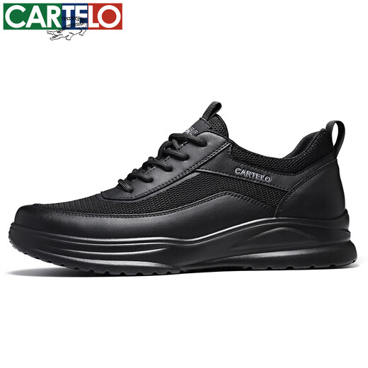 CARTELO men's shoes summer breathable business sports casual shoes leather shoes non-slip mesh shoes men 5315 black 42
