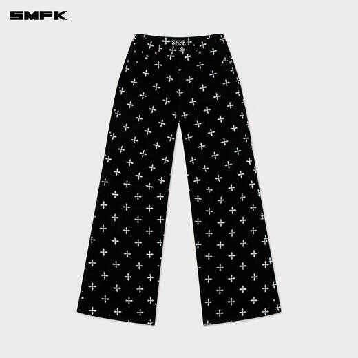
SMFK cross classic wide-leg jeans retro loose casual and versatile Xu Jingyun same style PD005BJ/BG/LG/CW Black Garden S