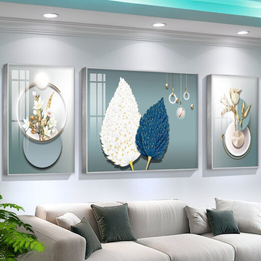 Moderne einfache Wohnzimmersofa Hintergrund Wanddekoration Gemälde Nordisch Licht Luxus -Fernseher -Wand Hanging Malerei Abstraktes Wandbild Txmg12004 Middle 100*70 cm/rechts 50*70 cm für 3 geeignet für 3