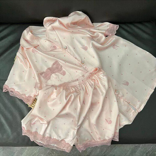 Gtyuwvg Pajamas de manga corta de verano para mujeres Celebridades de Internet de alto valor puro y lindos 2025 Conjunto de ropa casera nueva YX-9214 L 98-115Jin [Jin equivale a 0.5 kg]