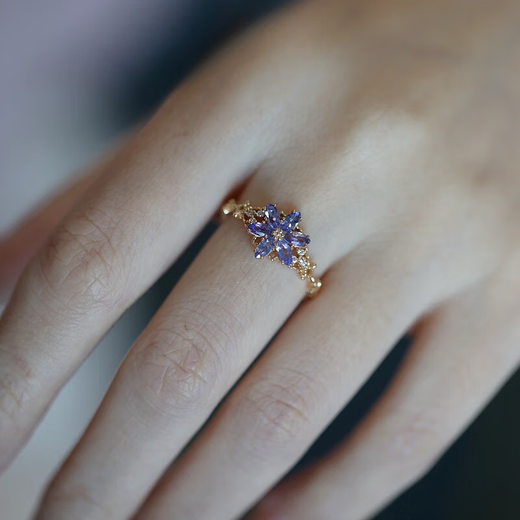 Yan's LaCampanule Bluebell Villa pure natural tanzanite horse eye snowflake 925 sterling silver ring pendant Hong Kong No. 8