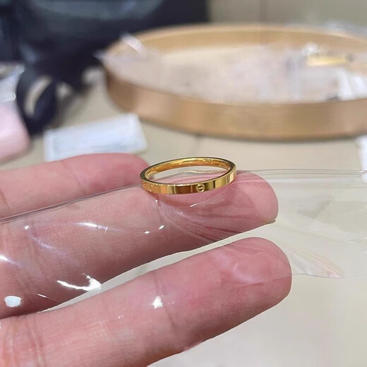 QUAMER Old Phoenix Gold Store Model Washable/Classic Versatile Ring Ring Simple Light Luxurious Exquisite Couple Dining Tail Ring One-word Beauty No. 7 (Reference 100-115 Jin Jin is equal to 0.5 kg) (Height