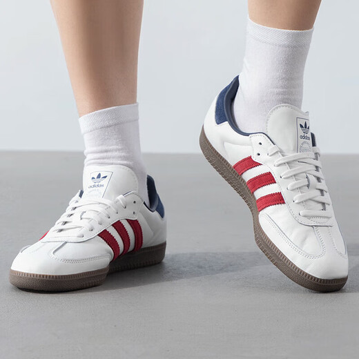 Adidas Clover men's and women's casual shoes 2025 Autumn Samba OG retro pharmacy shoes casual comfort sneakers IH4881/bright white/deep indigo/victory red 37