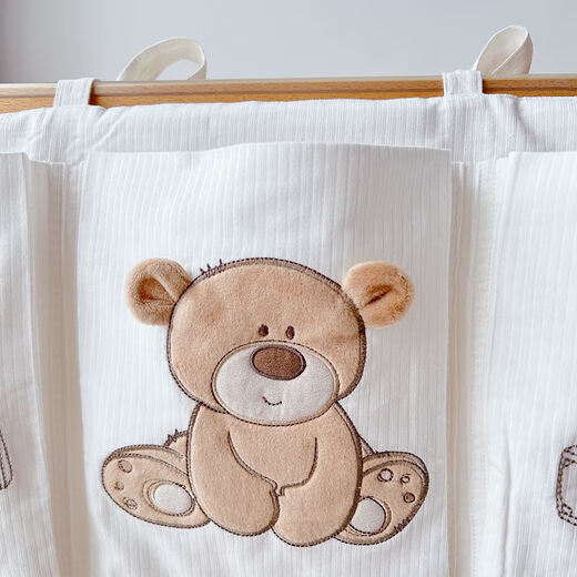 Kezhitu Pure Cotton Crib Storage Bag Hanging Bag Baby Bett Kopf Windeln Windeln Windeln auf der Bettseite des Bettschatzbärs (reines Baumwollsticker)