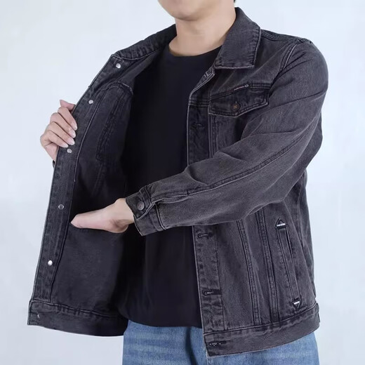 胖东来 DL【央妈推荐】干活穿的牛仔外套男劳保工作服工地建筑上班春秋夏季耐穿耐磨褂子 Y848黑色 XL 120-135斤