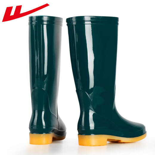 Huili Shanghai Huili Regenschuhe Frauen hohe Röhrchen Regenstiefel Anti-Schlupf-Rindfleisch Sehne Sohle Wehen Schutz bunte Wasserschuhe Wasserstiefel 813 Dunkelgrüne Mittelröhre 36