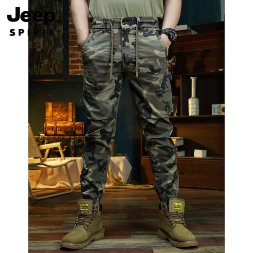 Jeep (Jeep) Pantalones de trabajo de atado al aire libre estadounidense para hombres y mujeres Pantalones casuales de algodón delgado de primavera y verano Camuflaje Pantalones largos A679 Camuflaje de color caqui (verano) delgado 28 (recomendado 90-110Jin [Jin iguala 0.5 kg])