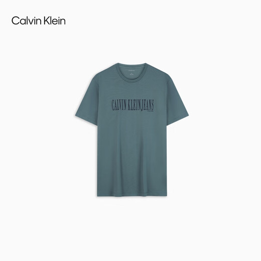Calvin KleinJeans25春夏男士休闲通勤ck字母印花纯棉针织短袖T恤4RB831G CKM-灰绿 XL