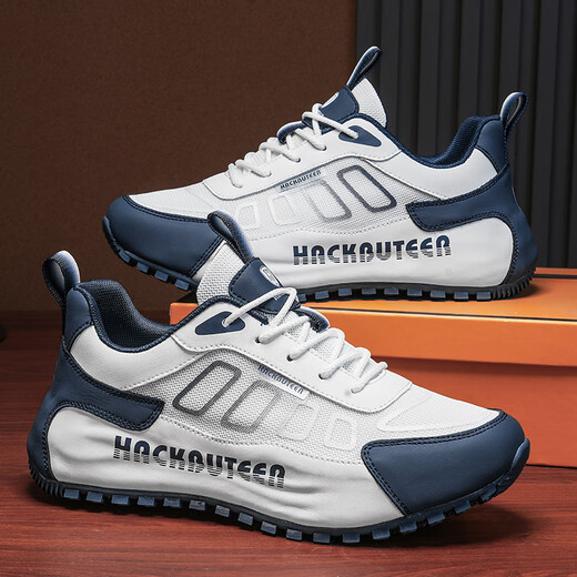 Musketeer 2025 printemps et été new kong kong style clair luxe mode polyvalent d'absorption de choc pour hommes et femmes de style couple non glissant les baskets décontractées sans glissement blanches et bleues-9928 [biens européens haut de gamme] 36