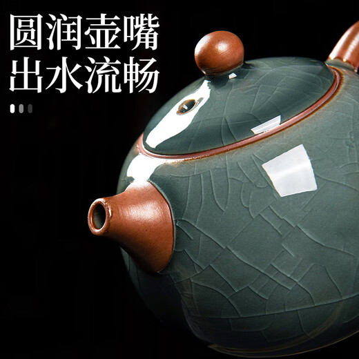 Xiangye Ge Kiln Tea Set Ice Crack Complete Set Japanese Open Tea Cup Teapot Cover Bowl Tea Washer Tea Can Six Gentlemen Ge Kiln Xin Yue Xi Shi Pot Eight Cup Tea Ceremony Set 13 Pieces