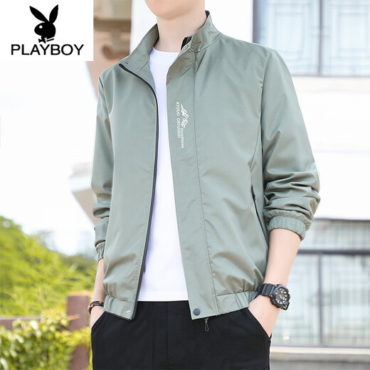 Playboy (Playboy) Frühlings- und Herbst-Dünnständer-Kragenjacke Herren-Gelegenheitsjacke koreanischer Stil Trendy Kurzer Windbreaker Herren-Langsalz-Strickjacke Top 686 [Bean Green] XL [vorgeschlagen 110-125 Jin [Jin gleich ca. 0,5 kg]]