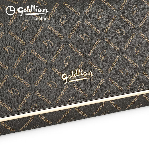 Billetera Goldlion 2025 NUEVA FAMINA RETRO Moda impresa Bolsa de bolsas Long Women's Trendy Clutch Dark Coffee/Accent Color Wear