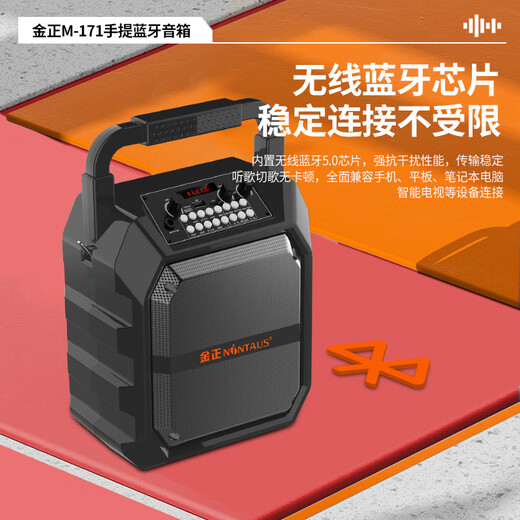 
Kim Jong M171 outdoor audio Bluetooth speaker portable large volume square dance audio amplifier all-in-one home KTV singing small K song microphone handheld stall subwoofer flagship version [single wireless microphone]