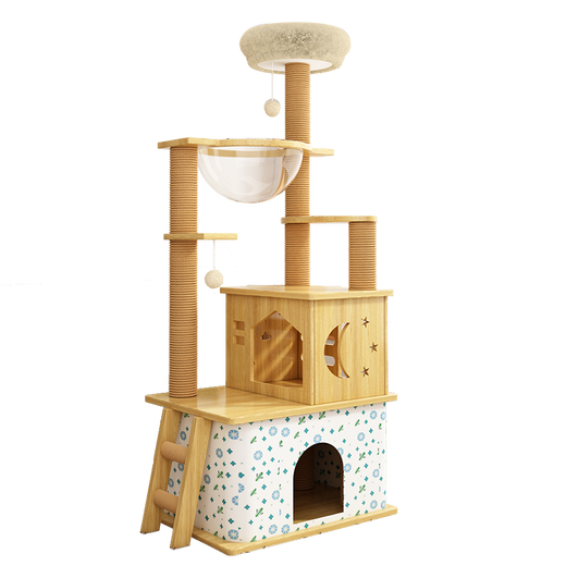 Long cadre d'escalade pour chat de compagnie grand nid de chat cadre de chat jouet universel pour chat de compagnie sisal arbre d'escalade pour chat planche à gratter plate-forme de saut pour chat 146 cm 5 couches cactus double chambre modèle de capsule spatiale