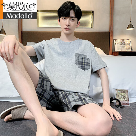 Pajamas de hombres modales puros. Pantalones cortos de verano de algodón pantalones cortos para hombres jóvenes sencillos de verano de gran tamaño de mediana edad set 8841 3xl hombres (adecuado para 160-180Jin [Jin es igual a 0,5 kg])