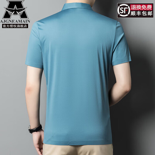 AJGNEAMAIN意大利轻奢高档男装夏季短袖POLO衫无痕商务休闲半袖纯色男士上衣 9859浅绿【无痕免烫抗皱】 XL 180/52【建议130-150斤】