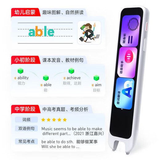 Youdao Dictionary Pen A7Pro New Curriculum Standard English Point Reading Pen Elementary School and High School Learning Artifact Electronic Dictionary Translation Scanning Word Pen A6Pro Upgraded Language, Numbers and English Three Doors A7Pro 32GB Hot Style