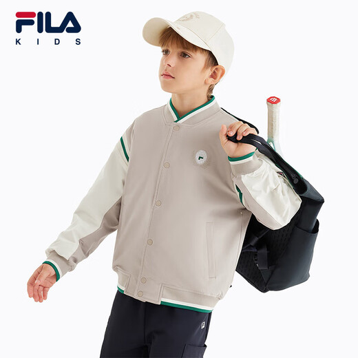 Fila Feihu Technology Fila Children's Jacket 2025 Spring New Men's and Big Children's Jacket Sportswear Shoal Middle Khaki-DK 150