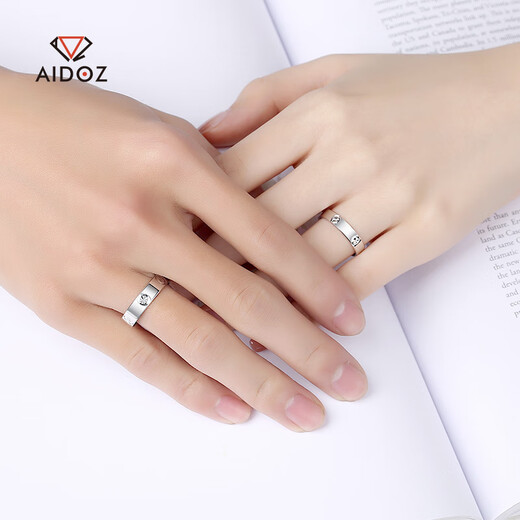 Aido diamond pt950 platinum four-leaf clover ring for men and women couples, semi-solid platinum ring, closed 12# 5.0-5.2 grams