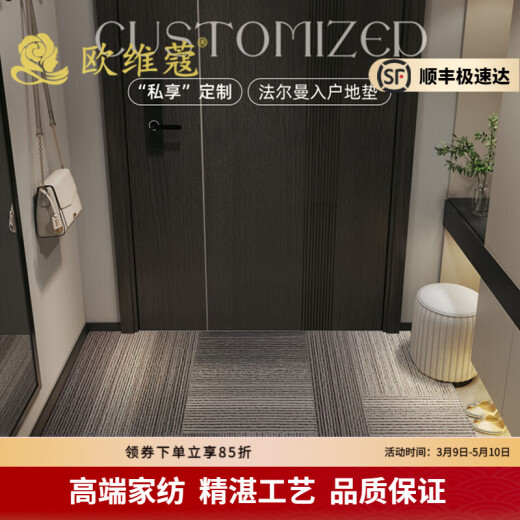 轻奢品牌入户门地垫高级感进门门口脚垫防滑耐脏门外门垫玄关地毯 灰颜-15271 80cm*120cm入户小尺寸