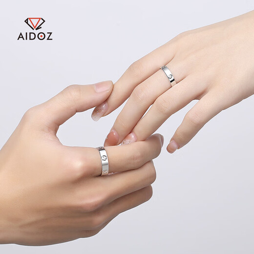 Aido diamond pt950 platinum four-leaf clover ring for men and women couples, semi-solid platinum ring, closed 12# 5.0-5.2 grams