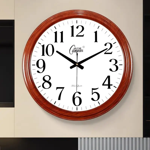 Combasi Combasi Wall Reloj redondeando la sala de estar del reloj Temperatura del reloj de pared de cuarzo simple Tabla de dormitorio de la pared 5266 Color de madera 20 pulgadas 50 cm