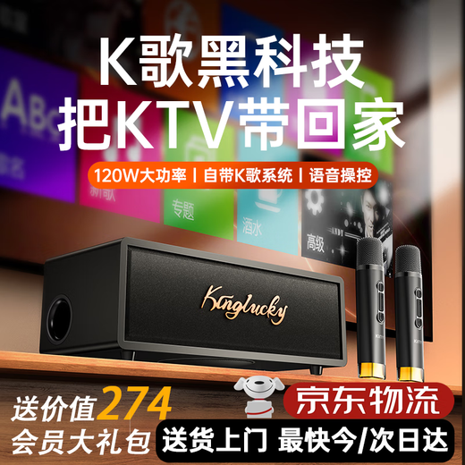 Jinyun [Cinema K-Song 2-in-1] Семейный аудио набор KTV Микрофон K-Song Интегрированный телевизионный караоке-караоке-заказ машины Bluetooth-динамик Высококачественный трехмерный трехмерный усилитель объемного окружающего