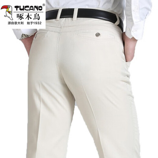 Pic (Tucano) printemps et été mince pantalon décontracté pour hommes d'âge moyen d'âge moyen et âgé haute taille dada pantalon long pantalon mass noir 826 épais 33 (tour de taille 2,6 pieds)